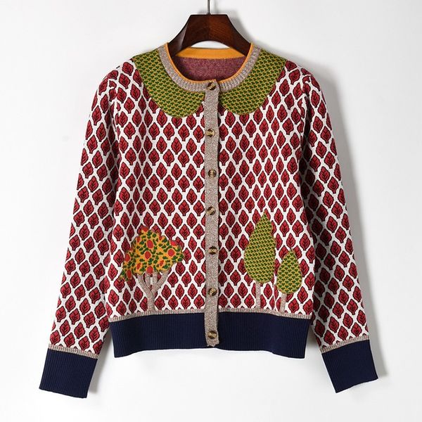 

knits autumn winter fashion women girls cute leaves jacquard cardigan long sleeve single breasted knitted sweater coats a20, White