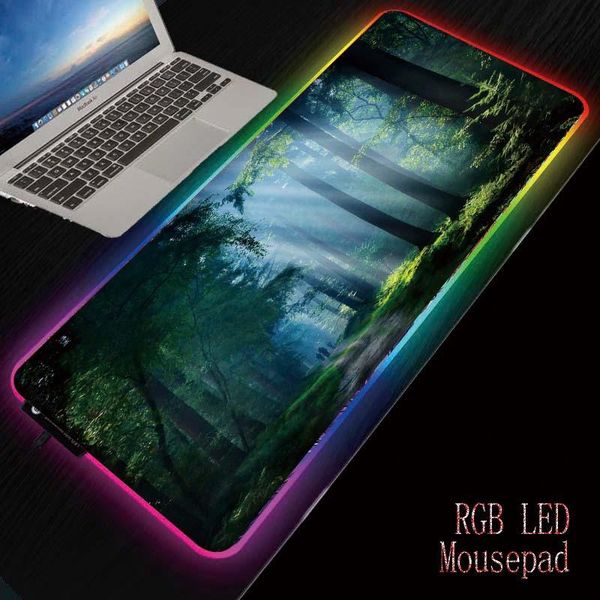

mouse pads & wrist rests mice mat for gamer lapnotebook mouse-pad forest sunlight usb wired colorful backlit led rgb gaming pad