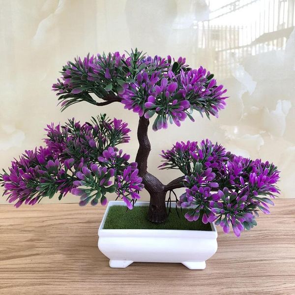 

decorative flowers & wreaths ganoderma tree lotus pine simulation plant flower bonsai small potted green home decor table decoration cra