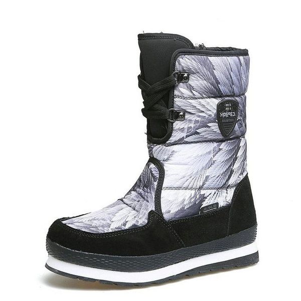 

boots women shoes waterproof winter ladies snow warm mid-calf gray fashion footwear plus size 36-41, Black