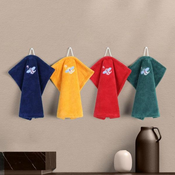

towel quick-dry butterfly embroidery coral fleece water absorption face for home