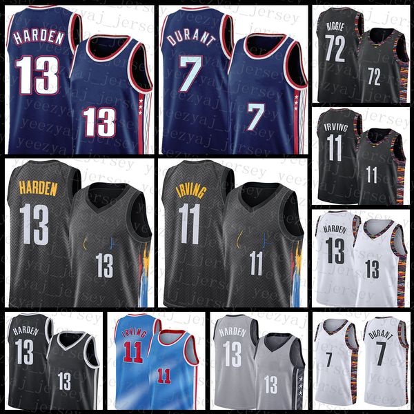 

basketball jersey kevin mens 7 durant james 13 harden kyrie 2021 new 11 irving 72 biggie white, Black;red