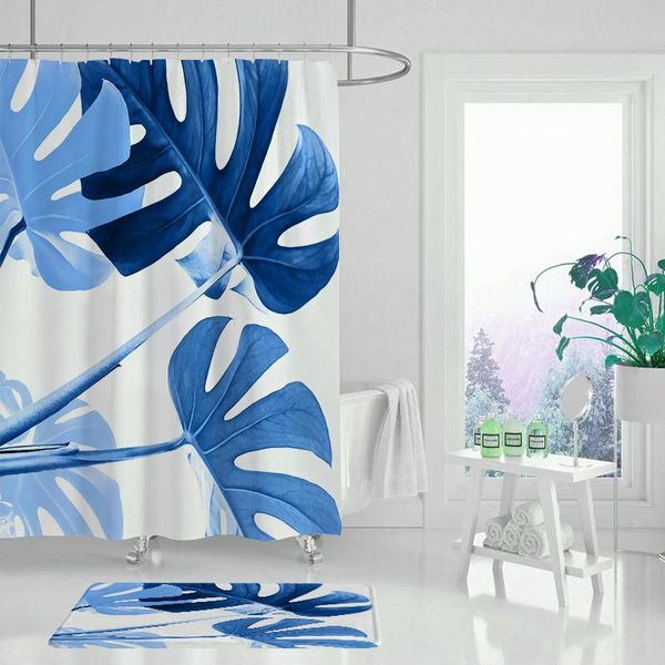 

leaf shower curtain anti slip bathroom mat waterproof curtains