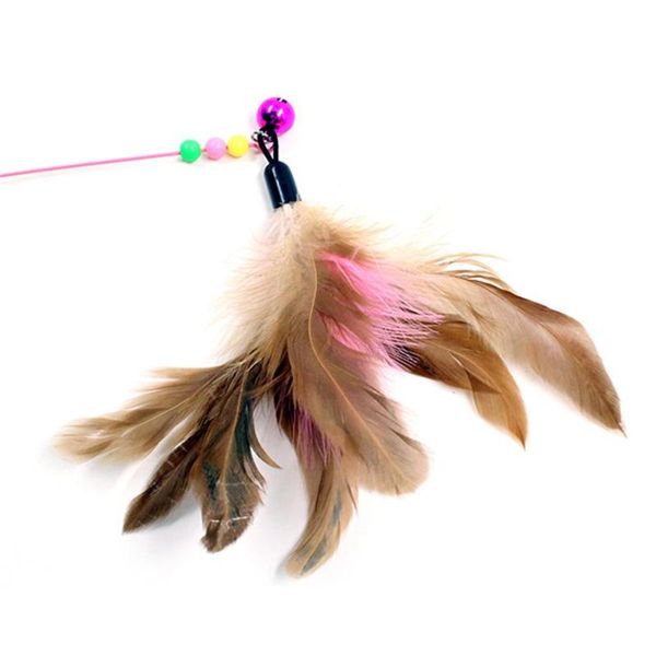 

cat toys 1pc funny stick feather kitten colorful rod wand plastic pet interactive supplies