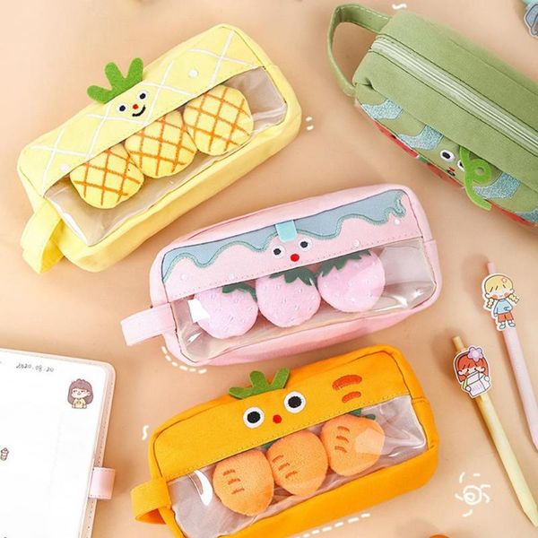 

pencil bag large capacity easy to pull canvas student case for travel bags