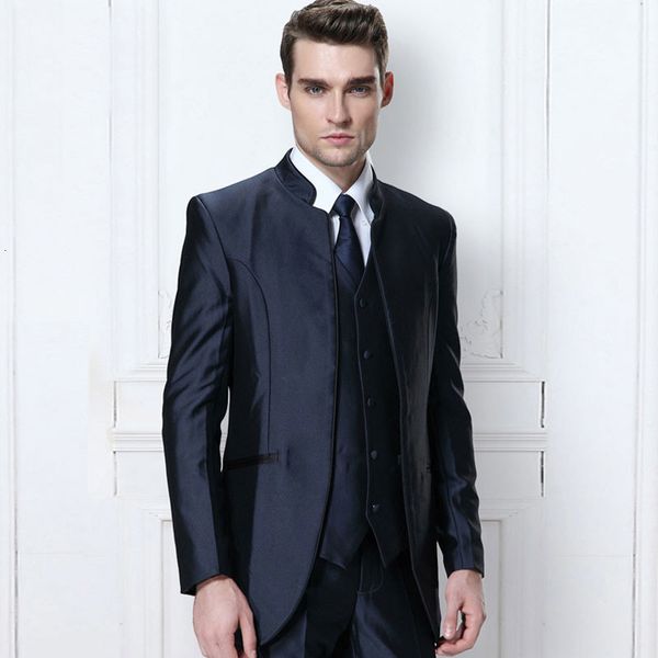 

men's suits & blazers latest deisngs navy blue men for wedding slim fit groom tuxedos 3piece pants vest man blazer jacket ter, White;black