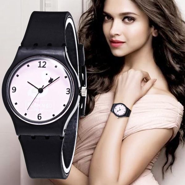 

wristwatches wj-8589 woman cartoon watch fashion flamingo silicone children's lovely child girl reloj de niÃ±a linda, Slivery;brown