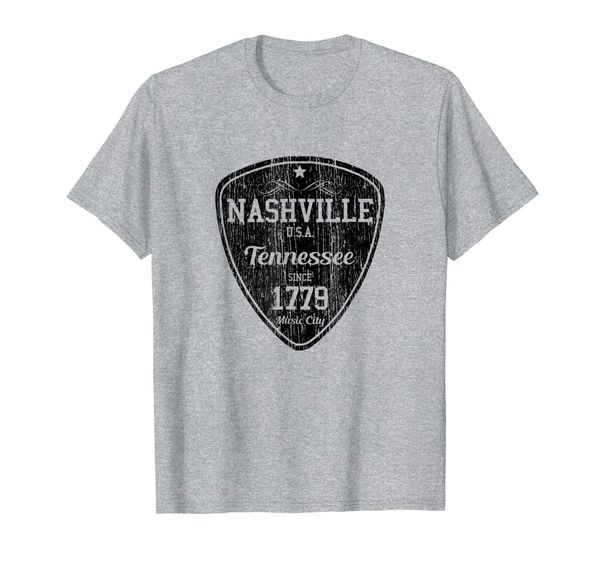 

nashville t-shirt country music city guitar pick tee gift, White;black
