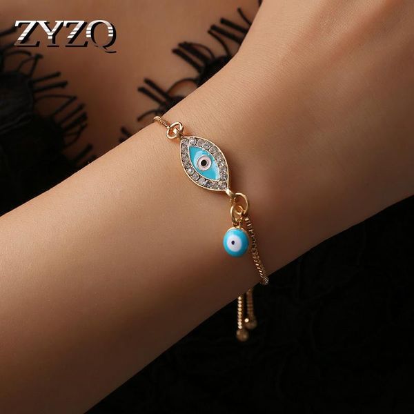 

link, chain zyzq trendy devil demon eye shaped bracelets for women adjustable wrist accessories blue series wholesale lots&bulk jewel, Black