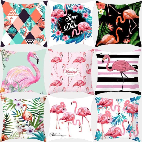

cushion/decorative pillow pillowcase cushion cover 45*45 flamingo plant print sofa decorative cushions cases polyester home decor covers