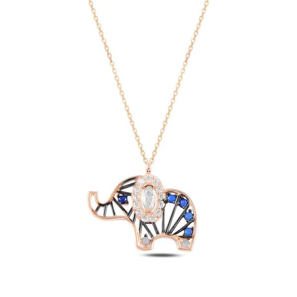 

chains silver 925 sterling elephant colorful zircon stone necklace
