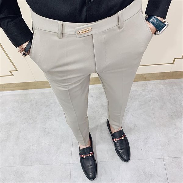 

casual slim fit dress streetwear women pant full length suit 34 gentlemen office trousers all match, Black