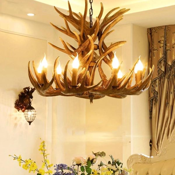 

chandeliers american retro antlers led chandelier resin deer horn decor hanging lights for living room dining indoor lighting fixtures