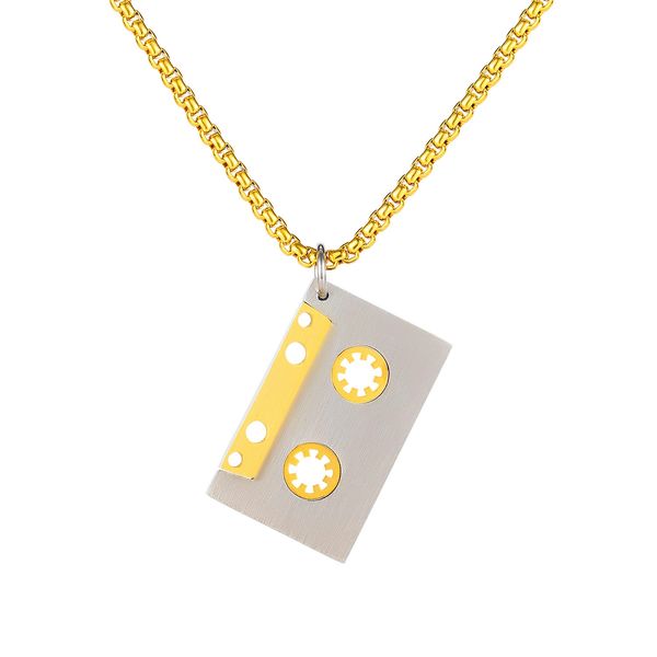 

sweater chain chokers necklaces pendants for mens golden black blue stainless steel cd tag jewelry to boys birthday gifts, Silver