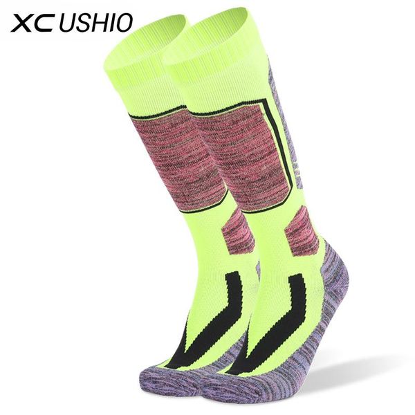 

sports socks xc ushio thermal ski thicken cotton winter snowboard high elastic thermosocks outdoor cycling hiking skiing, Black