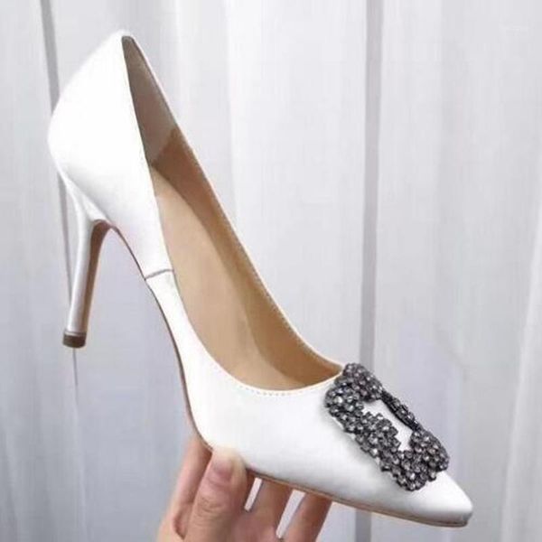 

dress shoes classics brand pumps 10cm women high heel water drill square buckle rhinestone wedding thin 34-43 box1, Black