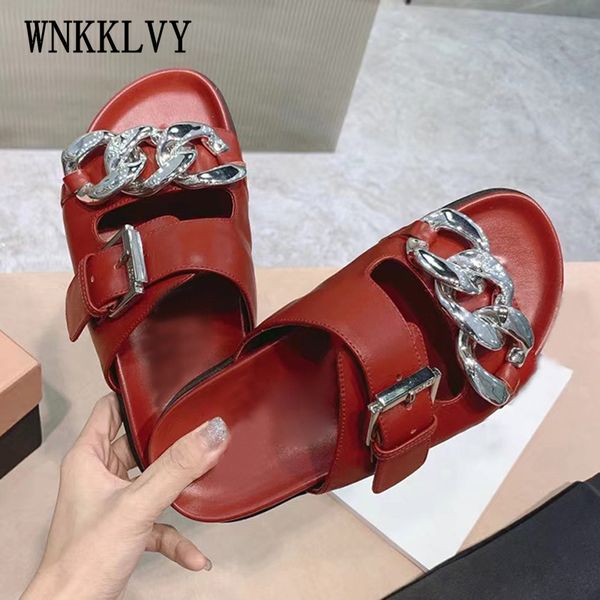 

80% off store online silver chain sandals platform slides women summer flat thick sole casual slippers comfort real leather beach shoes mule, Black