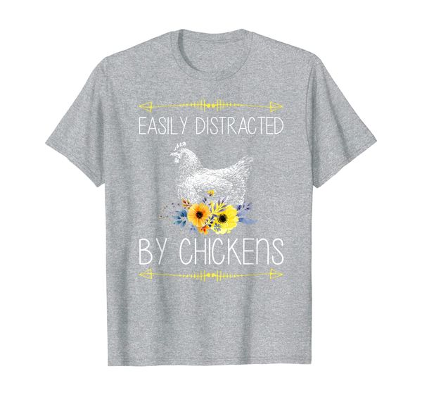 

easily distracted by chickens gift for chicken lovers funny t-shirt, White;black