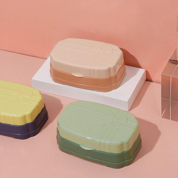 

soap dishes flip bow box bathroom wash plastic portable travel drain