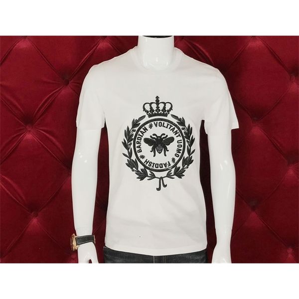 

t shirts autumn 19fw fashion tees bee crown letter embroidery tee t shirt for men cotton famous brand clothing retro, White;black