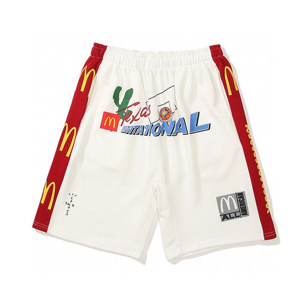 

ins tiktok listing travis scott co-branded ts street shorts mcdonald's letter print casual basketball sports shorts, Brown;gray