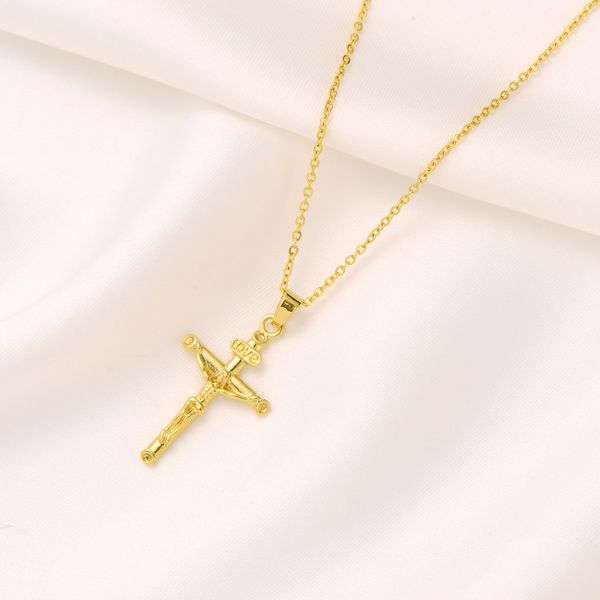

new 9k yellow solid gold finish jesus crucifix love cross pendant link chain necklace womens mens gift, Silver
