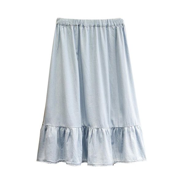 

skirts women summer skirt lady bottoms female solid color asymmetry thin denim fashion plus size falda t55 169, Black