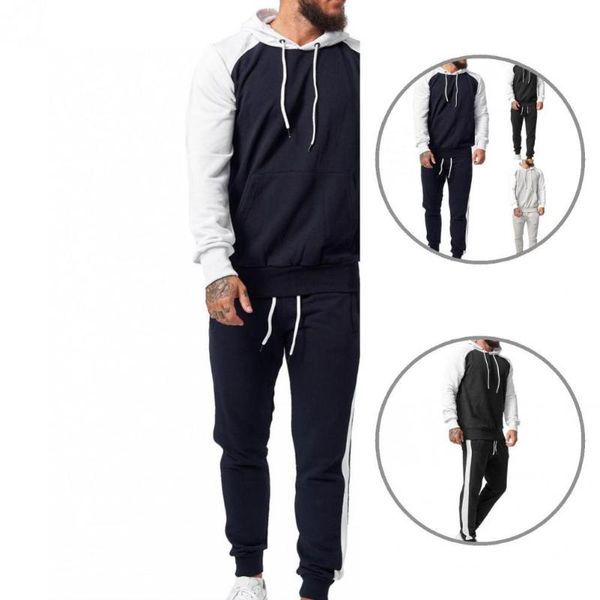 

men's suits & blazers ankle banded stylish contrast color sweatshirt suit loose pants long for daily wear, White;black