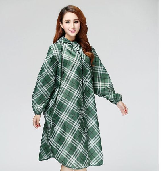 

raincoats fashion grid with the brim waterproof japanese han edition thin trench coat raincoat suit bike poncho