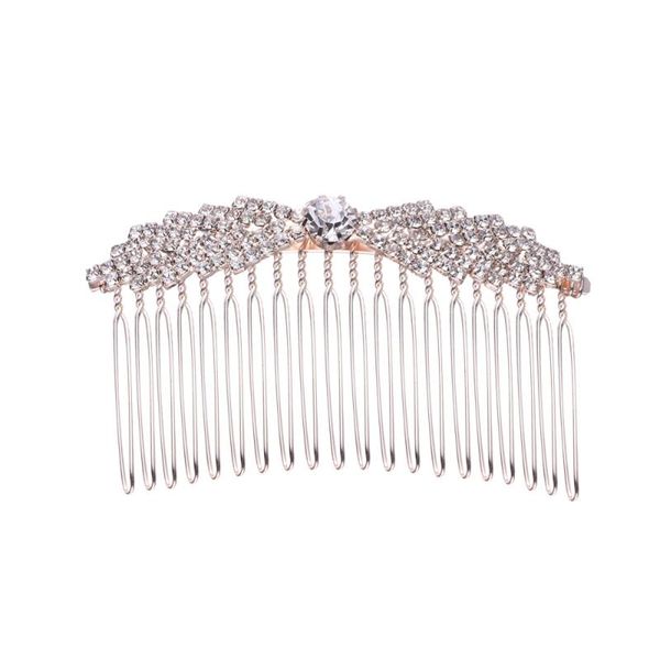 

hair brushes 1pc comb bowknot rhinestone inlay headdress alloy insert bridal accessories decoration, Silver