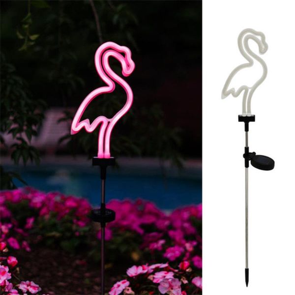 

lawn lamps 2pcs led luminous flamingo neon solar light garden yard art outdoor stake lamp courtyard ground plug