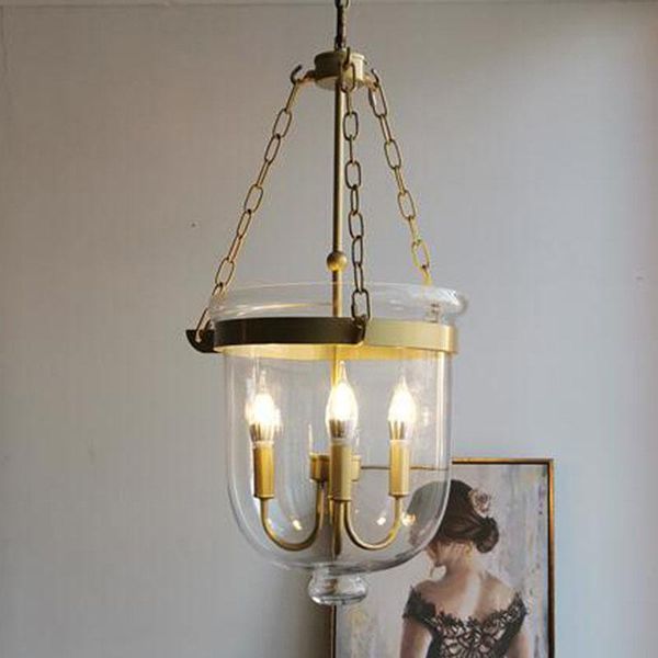 

pendant lamps american country black/rust color clear glass foyer retro light for dining room decoration lamp