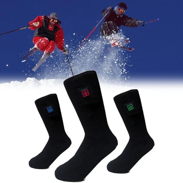 

sports socks 3 levels cycle inter ski hunting cycling sock rechargeable heating warming 3-7 hours elderly winter foot warm, Black