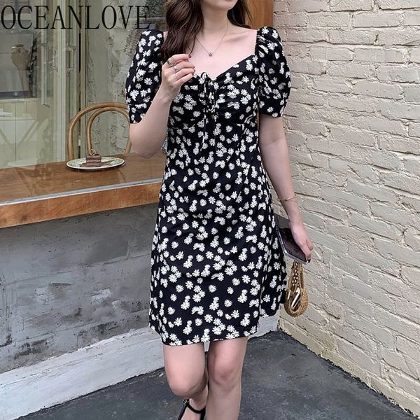 

korean chic floral vestidos slash neck off shoulder vintage women dress high waist summer dresses 16240 210415, Black;gray