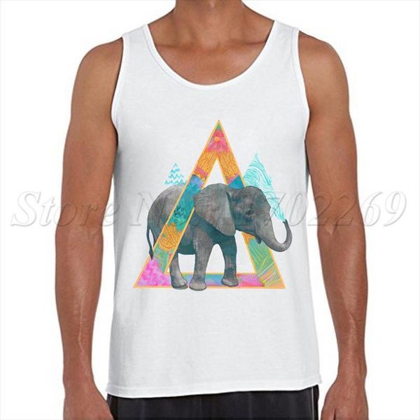 

elephant design men tank triangle printed summer vest casual singlets, White;black