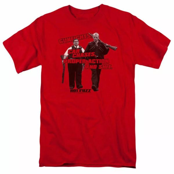 

fuzz days work t shirt mens licensed police comedy movie tee red, White;black