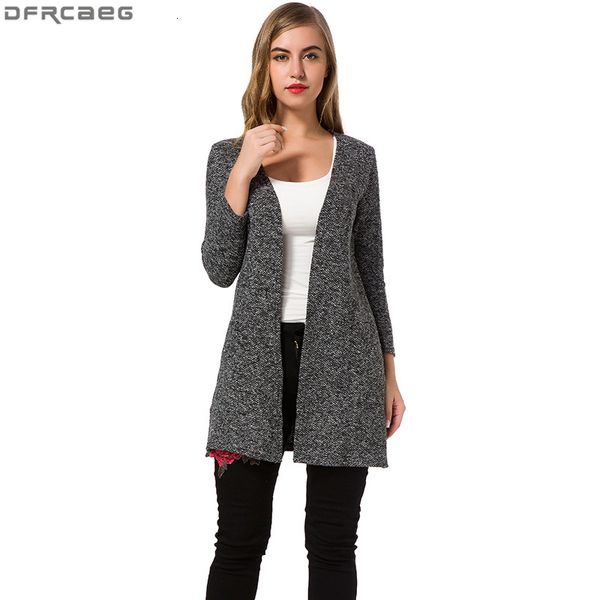 

women's jackets xl-5xl plus size autumn winter coats vintage v-neck slim cardigan knitted woolen trench loose ladies coat long out, Black;brown