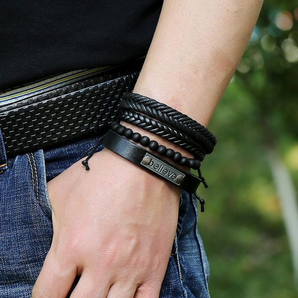 

leather bracelet set retro jewelry pulseras gift for bijoux men wholesale accessories hombre luxury homme masculina para cadeau charm bracel, Golden;silver