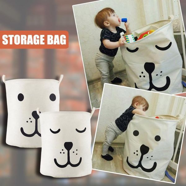 

storage baskets cotton canvas printing laundry bag pouch clothes baby kids wall