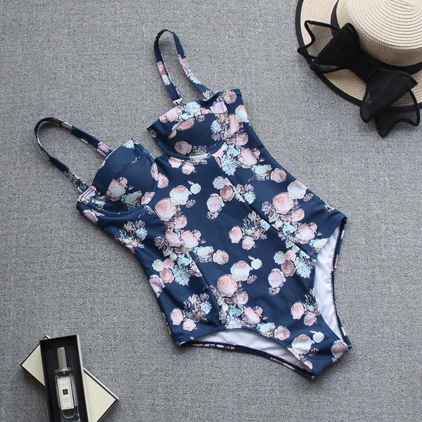 

women beach swimwear one piece swimsuit summer ladies flower print padded bikini monokini bathing suit one-piece suits