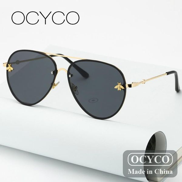 

sunglasses 2021 luxury punk brand bee women pilot metal sun glasses men shades oculos feminino lentes gafas de sol uv400, White;black