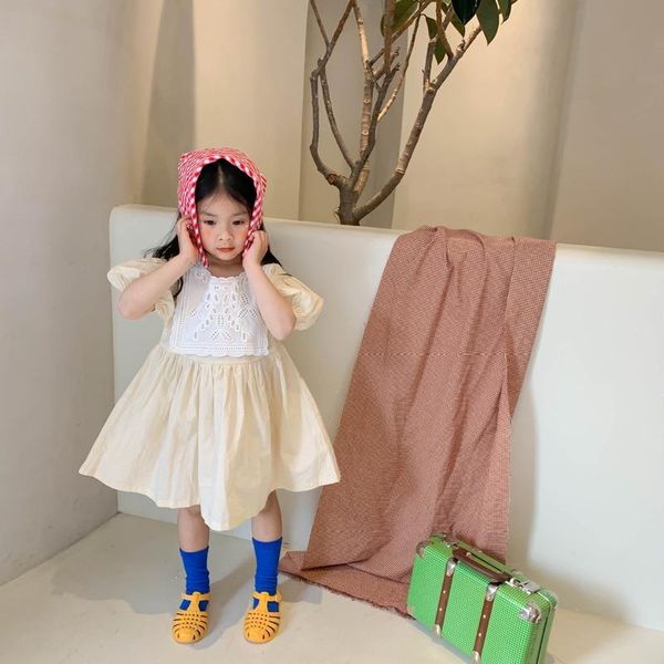 

toddler dresses for baby girls children clothing short-sleeved dress lace collar princess cotton girl aline girl's, Red;yellow