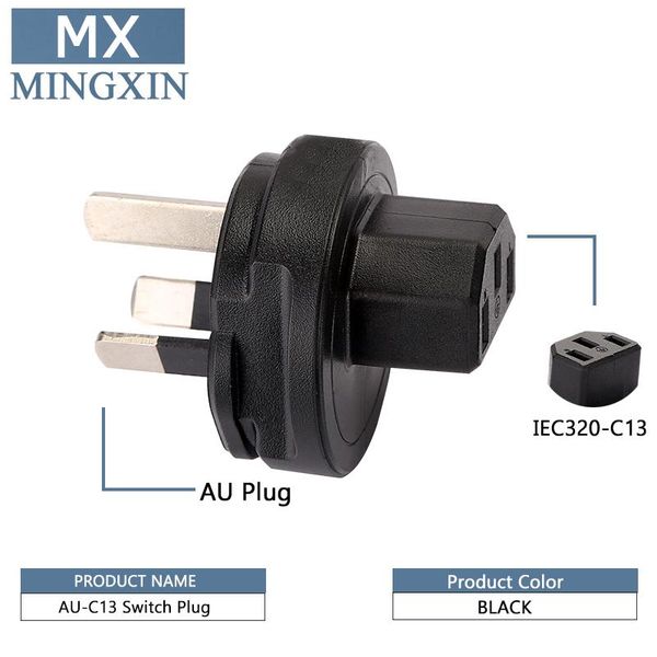 

smart power plugs australia 3 male pole for iec 320 c13 female ac adapter, saa australia, zealand, china adapter plug pdu