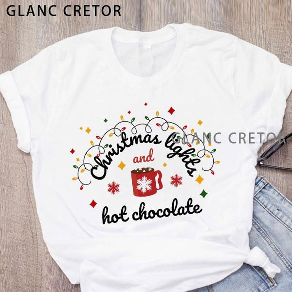 

year merry christmas clothing women graphic coffee fashion style holiday female printed lady tees t shirt t-shirt women's, White