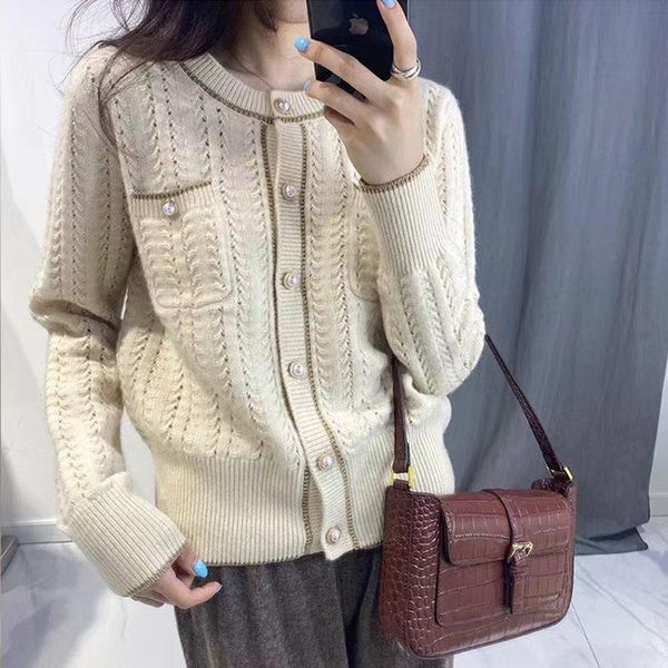 

women's knits & tees autumn winter knitted sweaters women o-neck single breasted long sleeve buttons patchwork cardigan korean casual k, White