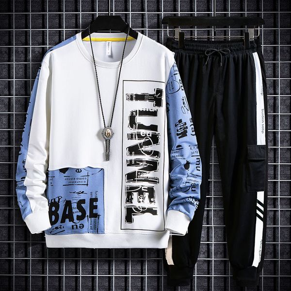 

trendy sweater 2021 autumn winter casual sportswear set men's t-shirt print, Black