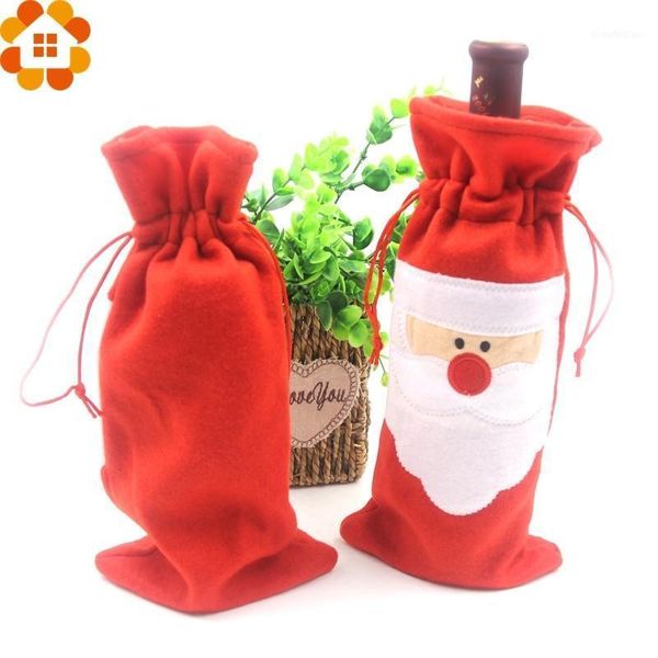 

christmas decorations 1pc santa claus wine bottle cover holders gift bags for supplies table decoration home party1