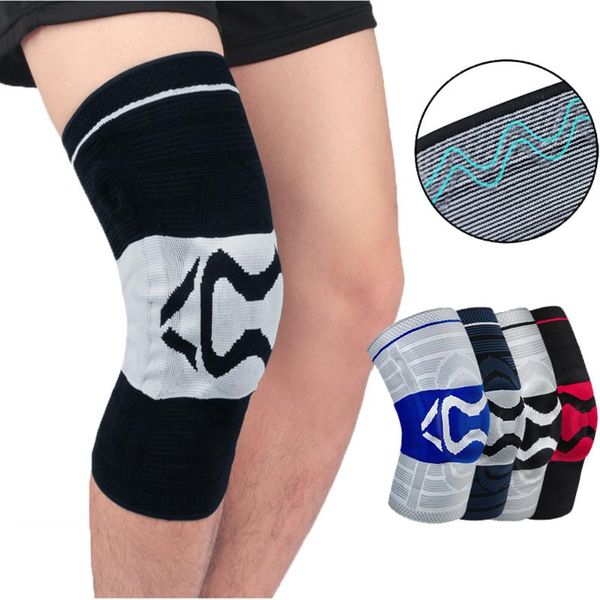 

1pc silicone joint support knee pads sports running basketball for relief arthritis pain compression protector elbow &, Black;gray