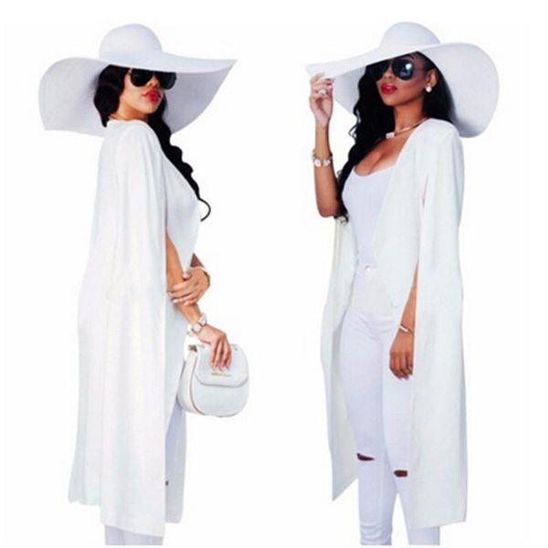 

women's suits & blazers women cloak cape long blazer coat fashion black white personality notched neck lapel split jacket workwear femi, White;black