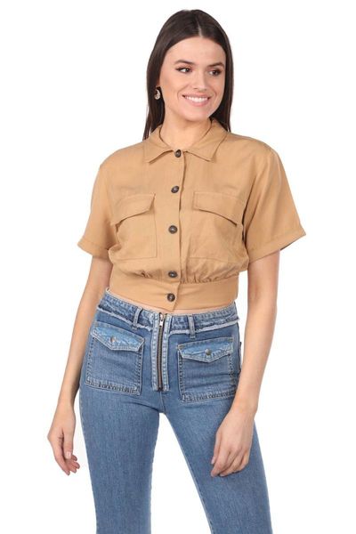 

women's jackets markapia crop women pockets straight jacket, Black;brown